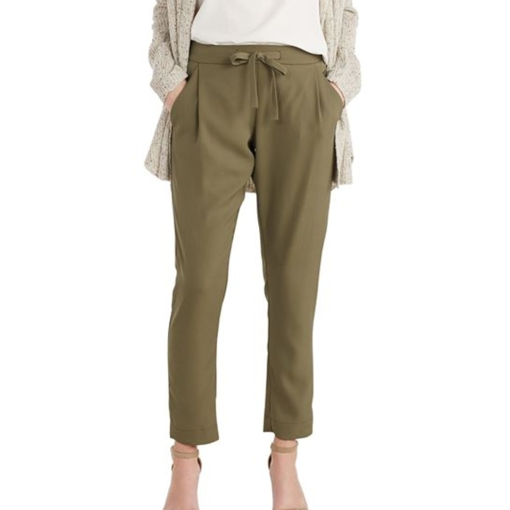 Olive Crepe Pants